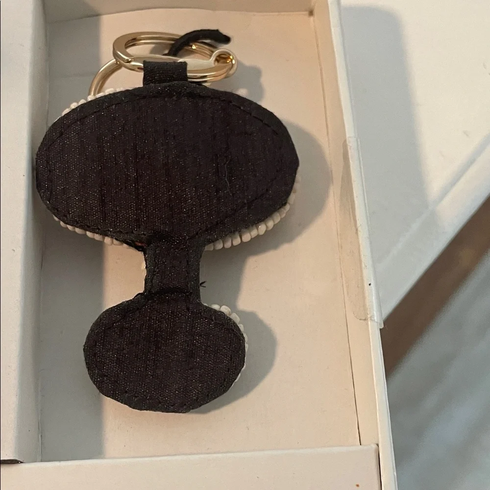 Rachel Zoe Espresso Martini Beaded Striped Coin Purse and Key Ring Charm Set